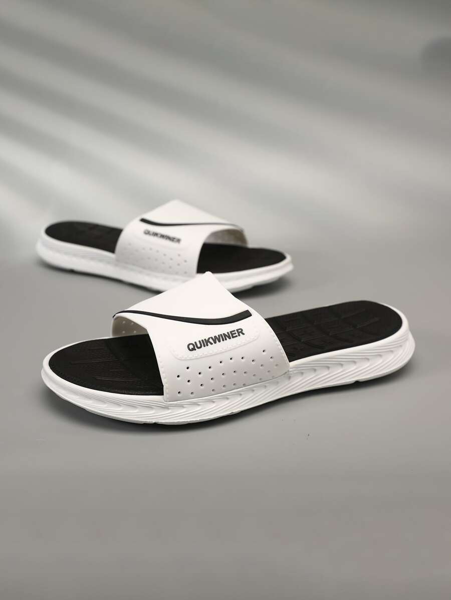 男士字母圖案單帶休閒戶外拖鞋 - 白色 - 查看 1
