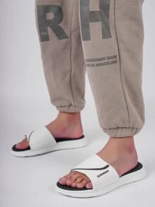 男士字母圖案單帶休閒戶外拖鞋 - 白色 - 查看 5