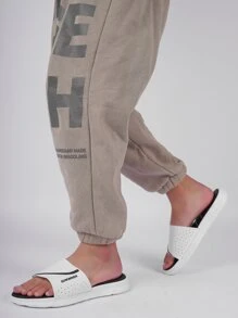 男士字母圖案單帶休閒戶外拖鞋 - 白色 - 查看 6