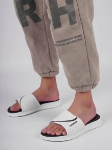 男士字母圖案單帶休閒戶外拖鞋 - 白色 - 查看 8