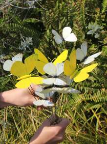 10入组PVC裝飾花園樁戶外蝴蝶裝飾景觀花園樁 - 彩色 - 查看 3