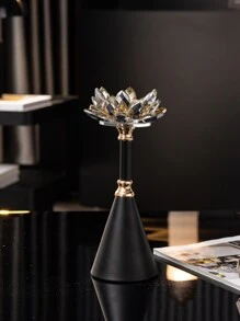 1 pieza Candelabro con diseño de flor Vela moderno hierro de aleación para casa - Negro - Ver 5