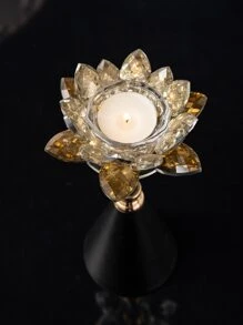 1 pieza Candelabro con diseño de flor Vela moderno hierro de aleación para casa - Negro - Ver 2