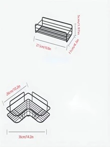 1 pieza Estante de almacenamiento de esquina hierro almacenamiento blanco sin perforación montado en la pared para cuarto de baño - Blanco - Ver 2