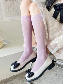 Mẫu nơ trên tất bắp chân - Màu tím - Xem 1