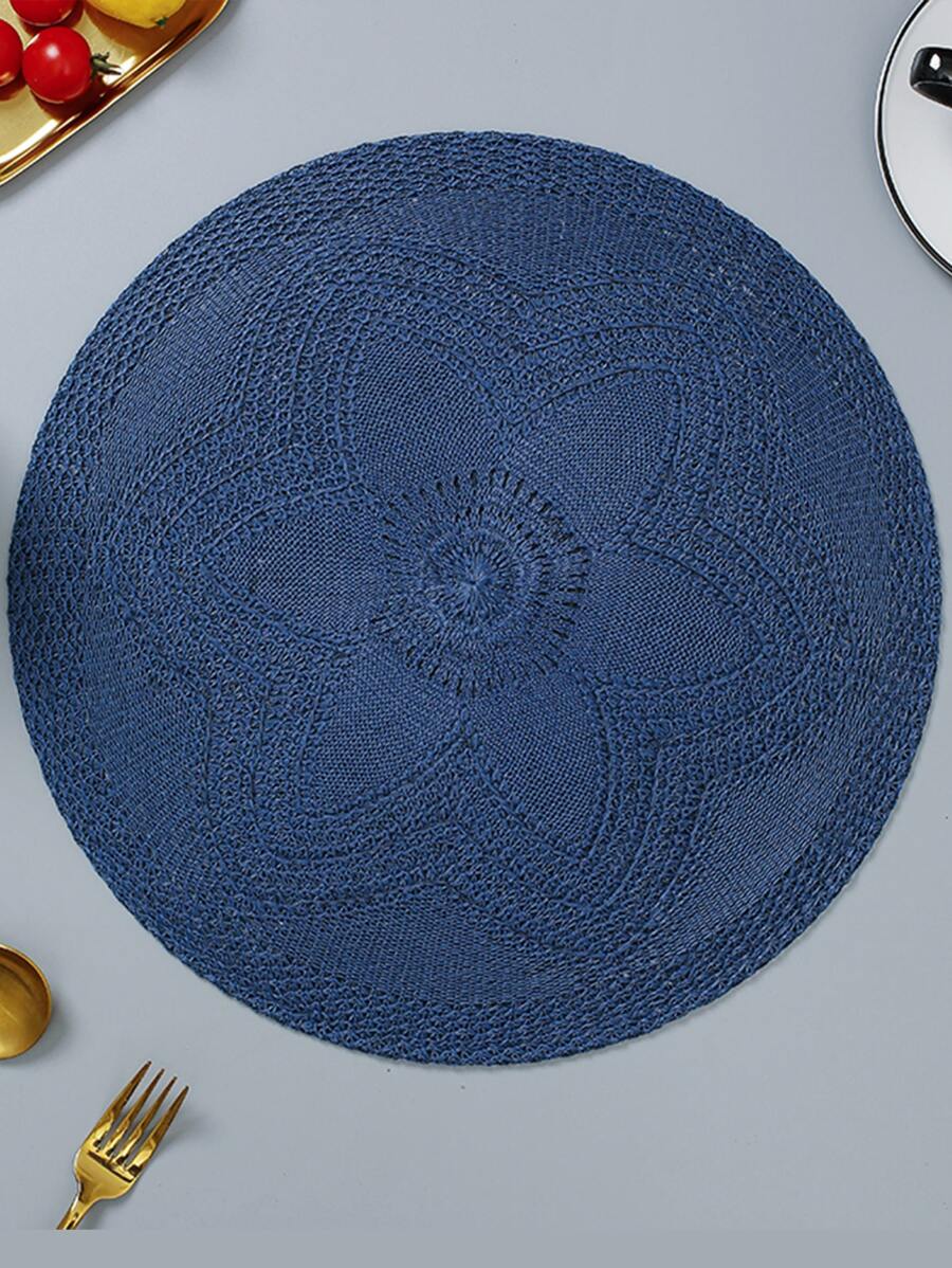 1入組PP餐墊極簡花卉細節餐桌餐墊 - 藍色 - 查看 1