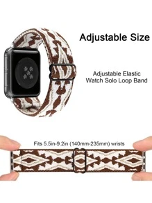 1入組幾何圖案彈性Solo Loop手錶帶，適用於Apple Watch 38mm、40mm、41mm、42mm、44mm、45mm、49mm，適用於Apple Watch Series 9 8 7 SE 6 5 4 3 2 1運動尼龍編織帶 - 彩色 - 查看 2