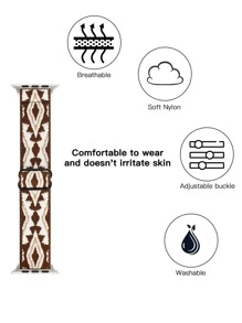 1入組幾何圖案彈性Solo Loop手錶帶，適用於Apple Watch 38mm、40mm、41mm、42mm、44mm、45mm、49mm，適用於Apple Watch Series 9 8 7 SE 6 5 4 3 2 1運動尼龍編織帶 - 彩色 - 查看 3