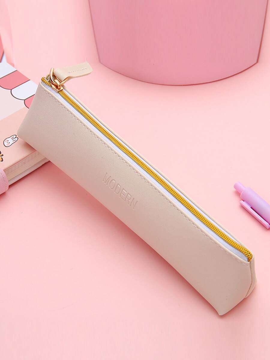 Túi bút chì dập nổi 1 cái - Màu be - Xem 1