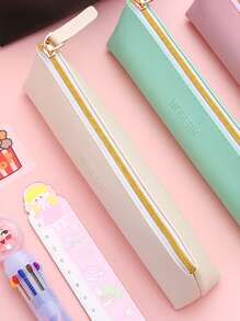 Túi bút chì dập nổi 1 cái - Màu be - Xem 2