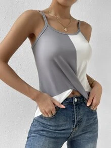 SHEIN Essnce Two Tone Twist Front Cami Top - Multicolor - View 5