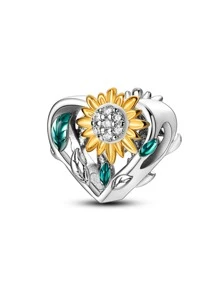 Rhinestone & Sunflower Trang trí hạt hình trái tim DIY - Màu vàng - Xem 1