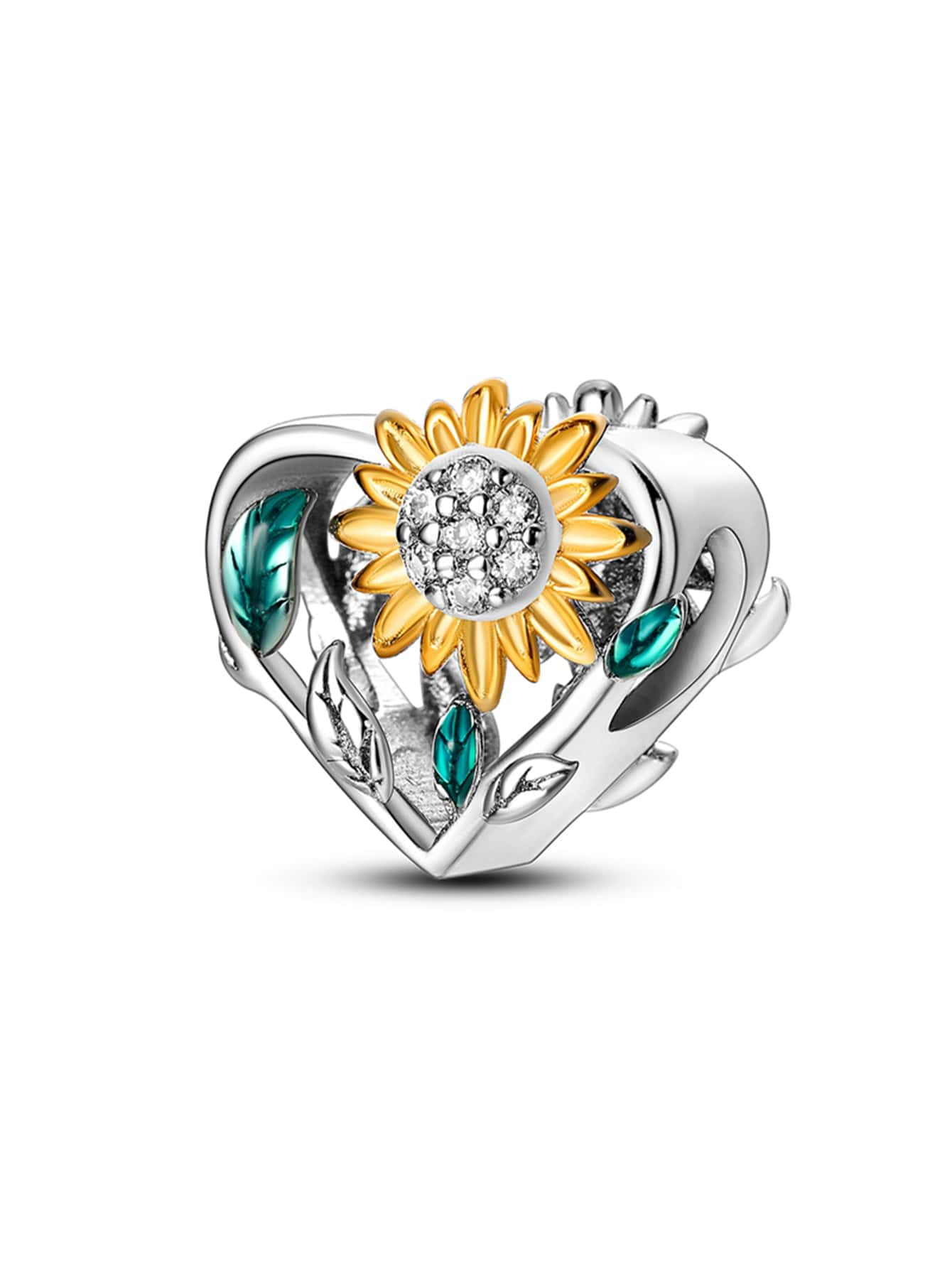 Rhinestone & Sunflower Trang trí hạt hình trái tim DIY - Màu vàng - Xem 1