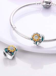 Rhinestone & Sunflower Trang trí hạt hình trái tim DIY - Màu vàng - Xem 2