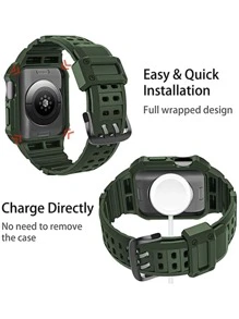 二合一錶帶和保護殼適用於Apple Watch - 墨綠色 - 查看 3