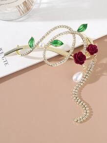 Flower & Faux Pearl Decor Hair Claw