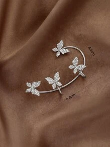 1 Máy Tính Kim Cương Giả Bướm Trang Trí Tai Quấn Sang Trọng Sang Trọng Lấp Lánh Bướm Không Xuyên Bông Tai - Bạc - Xem 3