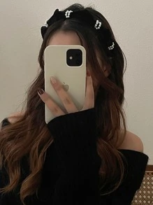 Băng đô trang trí chữ Rhinestone - màu đen - Xem 1