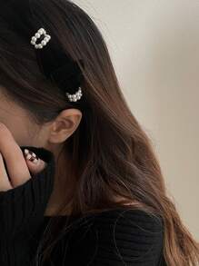 Băng đô trang trí chữ Rhinestone - màu đen - Xem 2