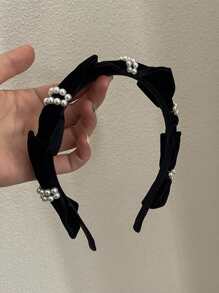 Băng đô trang trí chữ Rhinestone - màu đen - Xem 3