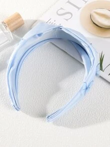 Butterfly Print Knot Decor Headband - Blue - View 3
