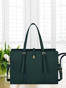 NEWHEY Bolso tote minimalista de gran capacidad - Verde Oscuro - Ver 8