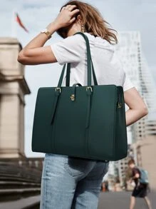 NEWHEY Bolso tote minimalista de gran capacidad - Verde Oscuro - Ver 9