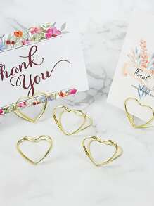 10pcs/set Steel Place Card Holder, Creative Heart Design Place Card For Wedding Party - Gold - View 1