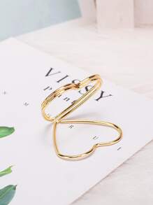 10pcs/set Steel Place Card Holder, Creative Heart Design Place Card For Wedding Party - Gold - View 3