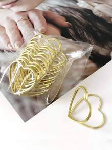 10pcs/set Steel Place Card Holder, Creative Heart Design Place Card For Wedding Party - Gold - View 5