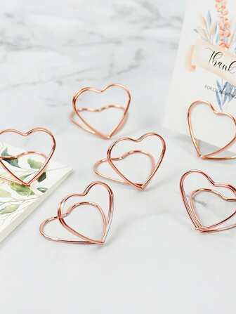 10入組/套鋼製餐位卡包浪漫心形設計婚禮卡包