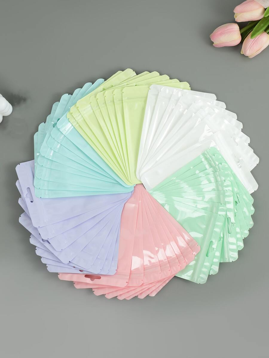 30pcs/Pack Mix Color Macaron Closure Packing Bags For Gift, Jewelry, Card Storage, Dustproof Back To School - Multicolor - View 1