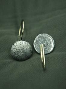 12pcs ABS Shower Curtain Hook, Modern Round Shaped Marble Pattern Shower Curtain Hook For Home - Dark Grey - View 3