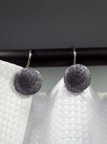 12pcs ABS Shower Curtain Hook, Modern Round Shaped Marble Pattern Shower Curtain Hook For Home - Dark Grey - View 4