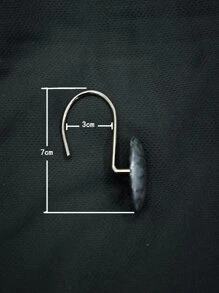 12pcs ABS Shower Curtain Hook, Modern Round Shaped Marble Pattern Shower Curtain Hook For Home - Dark Grey - View 6