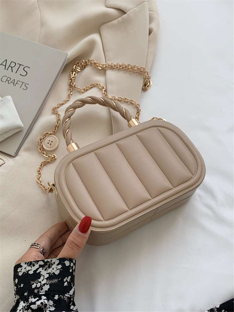 Solid Pu Leather Striped Embossed Fashion Elliptical Twisted Handle City Handbag For Womencrossbody Bag,Shoulder BagFashion,CasualPortable,With Adjustable Strapfor Women, Rookies & White-Collar Workers,For Girl,For Womangift Bag,Perfect For Office,Work ,Business,Commute,Shopping