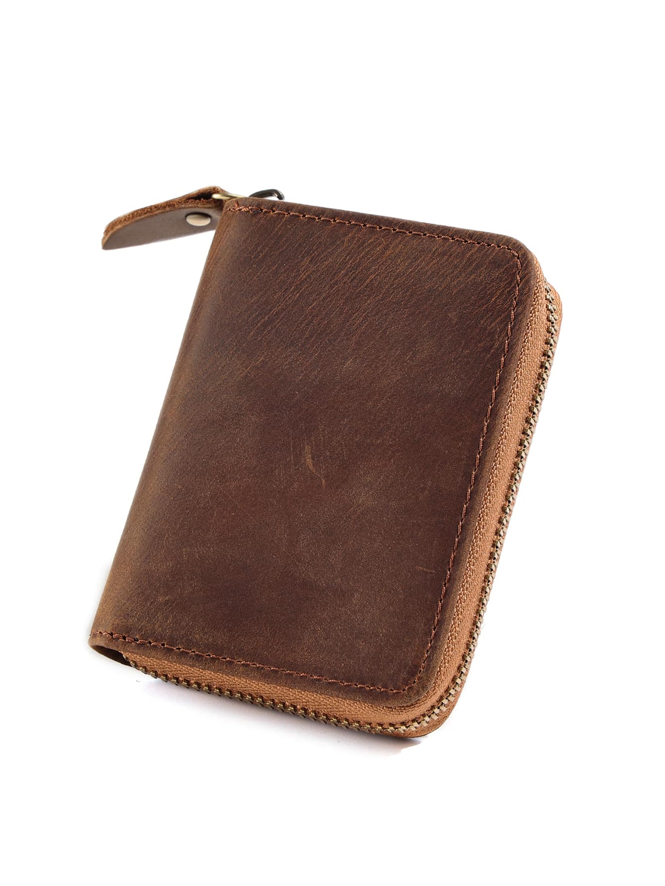 Genuine Leather Men JOYIR Men Credit Card Holder Zipper Wallet With 11 Card Slots Casual Business RFID Blocking Card Holder Bag - Brown - View 1