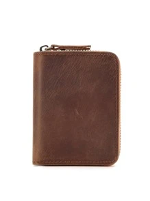 Genuine Leather Men JOYIR Men Credit Card Holder Zipper Wallet With 11 Card Slots Casual Business RFID Blocking Card Holder Bag - Brown - View 8