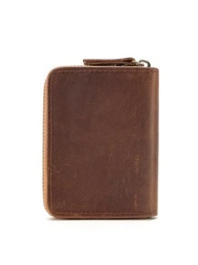 Genuine Leather Men JOYIR Men Credit Card Holder Zipper Wallet With 11 Card Slots Casual Business RFID Blocking Card Holder Bag - Brown - View 9