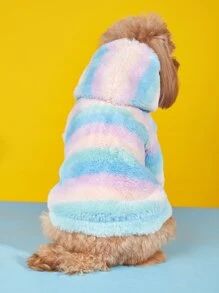 1件宠物毛绒连帽衫外套，柔软保暖，适合猫狗幼犬冬季穿着，多种颜色可选 - 彩色 - 查看 3