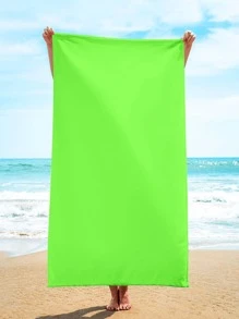 1 Khăn Microfiber Đi Biển Đồng Màu Hình Chữ Nhật Xanh Du Lịch Đi Biển Cho Bơi, Mùa Hè - màu xanh lá - Xem 1