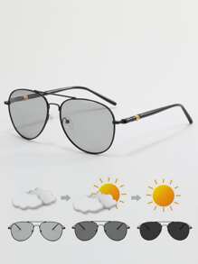 Men's Top Bar Color Changing Fashion Glasses, Elegant And Stylish, Suitable For Summer Beach, Outdoor Activities And Travel - Black - View 1