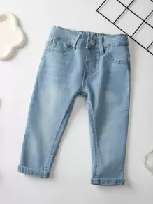 Đứa bé gái Rửa nhẹ Cán Hem Quần jean - Rửa nhẹ - Xem 1