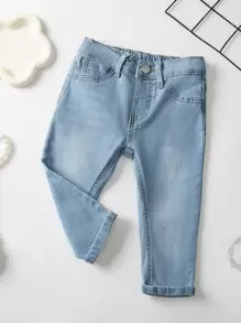 Đứa bé gái Rửa nhẹ Cán Hem Quần jean - Rửa nhẹ - Xem 4