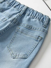 Đứa bé gái Rửa nhẹ Cán Hem Quần jean - Rửa nhẹ - Xem 5