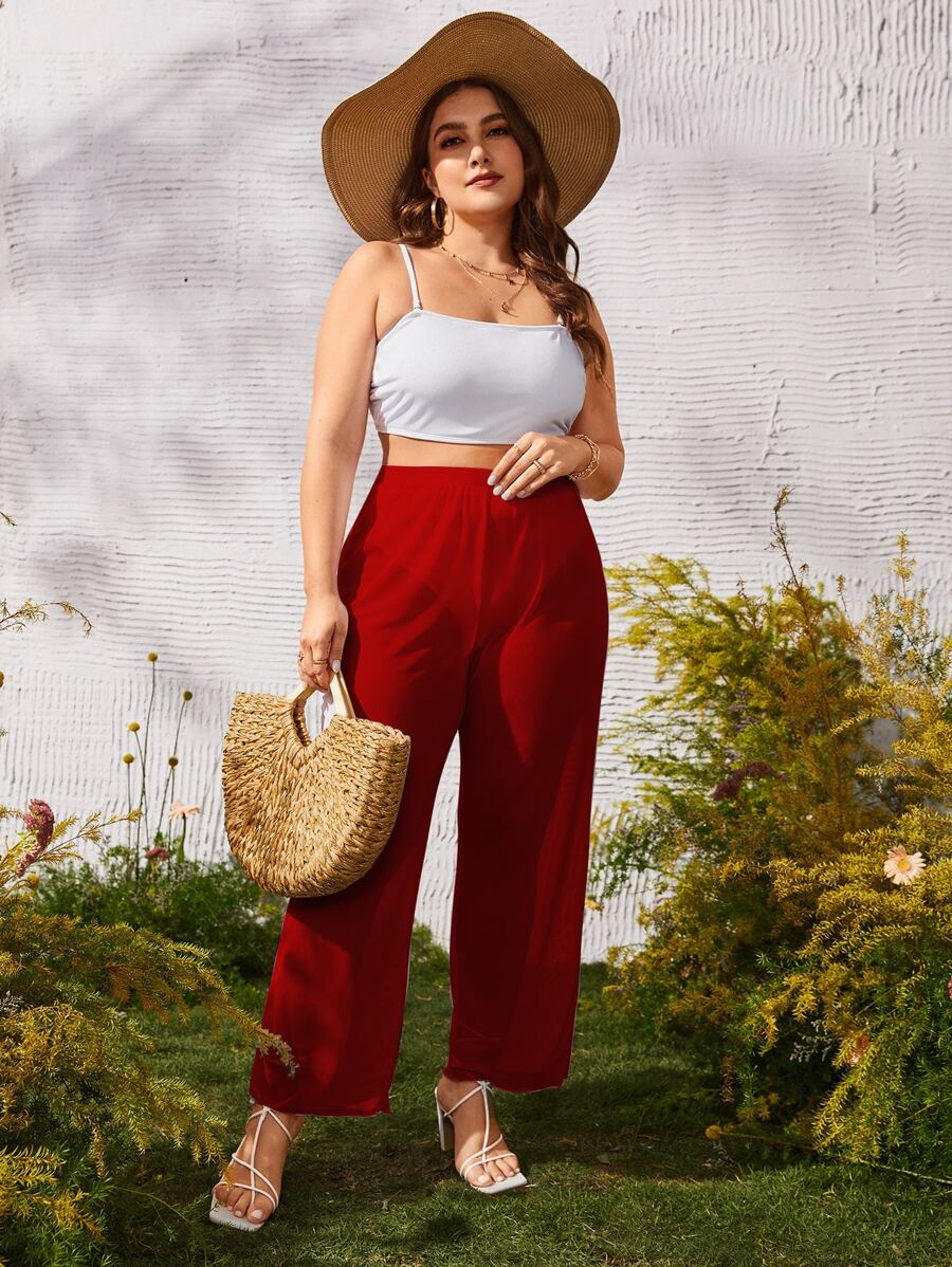 Pantalones cover up unicolor - Rojo - Ver 1