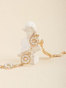 水鑽裝飾鏈條腰帶 - 金色 - 查看 3