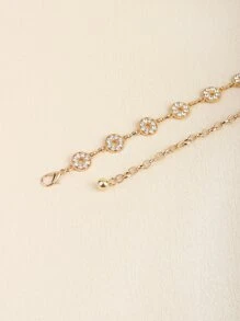 水鑽裝飾鏈條腰帶 - 金色 - 查看 4