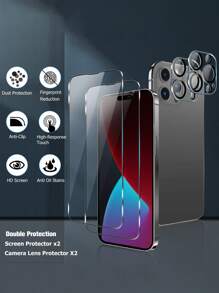 2 Phim bảo vệ màn hình điện thoại chống rơi & 2 Phim bảo vệ ống kính tương thích với iPhone15/15Plus/15Pro/15Promax - Trong sáng - Xem 7