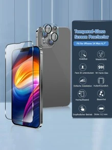 3入組螢幕保護鋼化膜和2入組鏡頭保護適用於iphone - 無色 - 查看 4